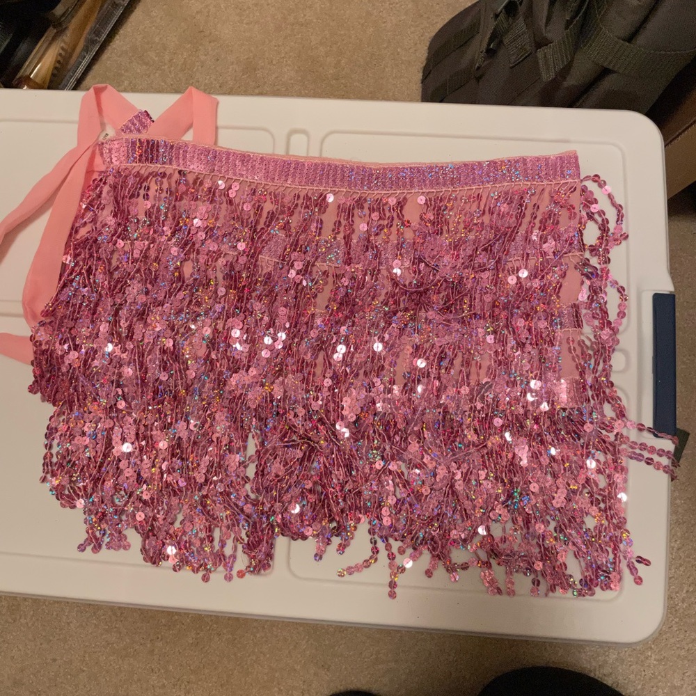 pink sparkly wrap around skirt
